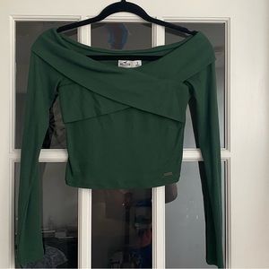 Long sleeve cropped top Hollister green